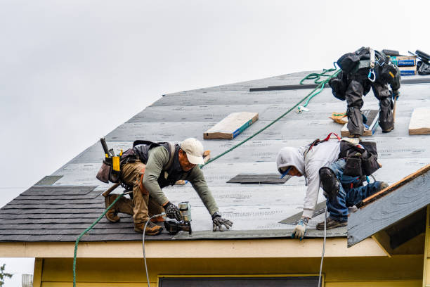 Professional Gutter Installation technician working in Drain, OR